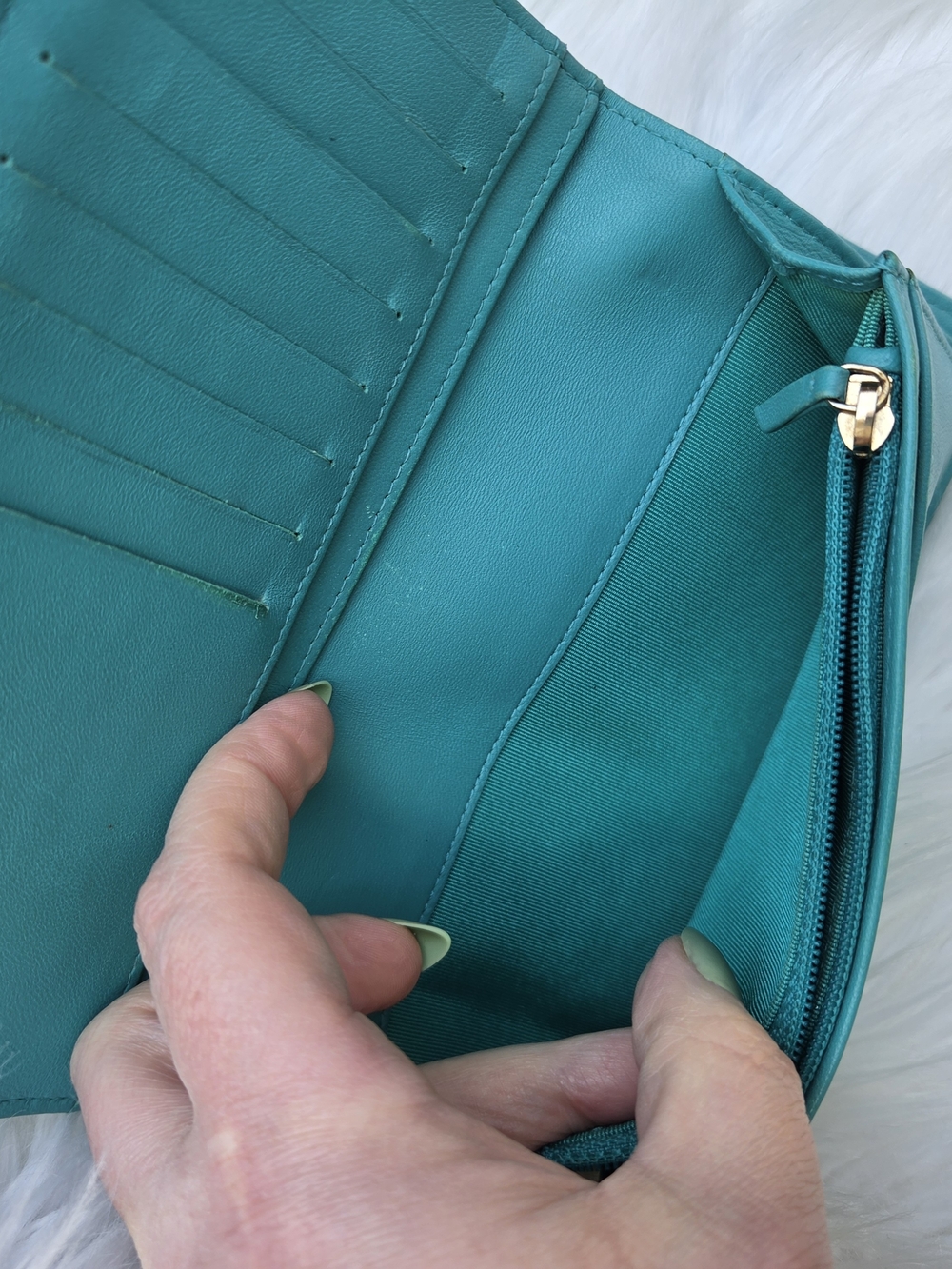 Chanel Quilted Calfskin Leather Flap Wallet Turquoise - Picture 4 of 12
